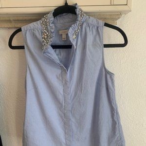 J Crew Tilda Oxford Rhinestone Top